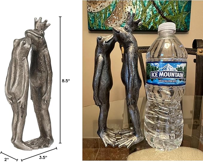 Frog Decor Garden Statue Decor Outside - Couple Kiss Plog Statue Outside Frog Figurines for Yard Patio Lawn Decorations Couple Frogs Front Yard Decorations Outdoor 3.5" 2" 8.75"
