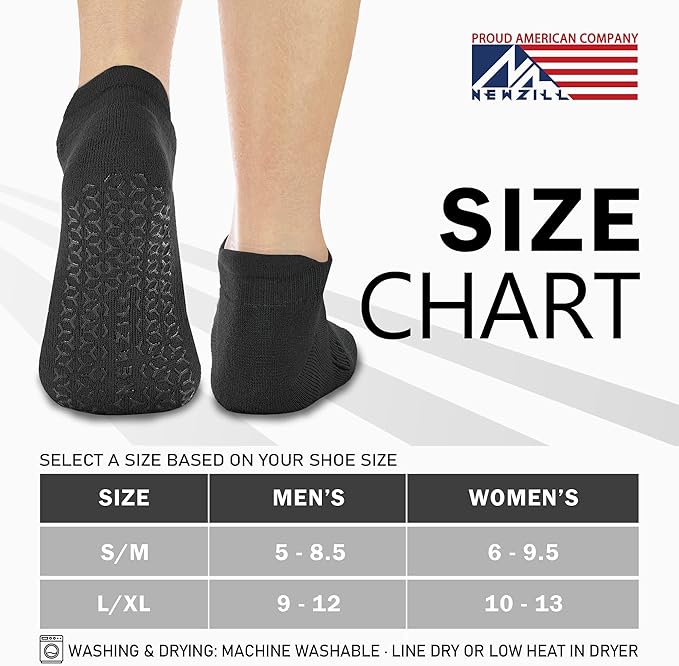 NEWZILL 3 Pairs Non Slip Yoga Socks With Grips for Women & Men, Unisex Anti Skid Socks for Pilates Barre Workouts Hospital