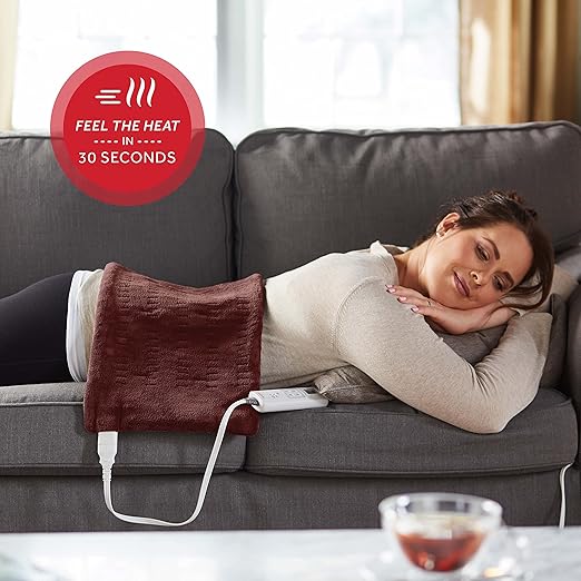 Sunbeam Heating Pad for Neck and Shoulder Pain Relief with Auto Shut Off and Moist Heating Option & XL Heating Pad for Back