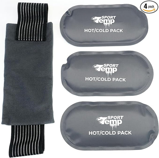 Hot & Cold Reusable Gel Packs (3 Packs + Adjustable Strap) Flexible Soft Compress - Ice & Heat Therapy for Injuries, Back, Shoulder, Hip, Knee, Joint Pain, Swelling, Bruises, Post Surgery - Sport Temp