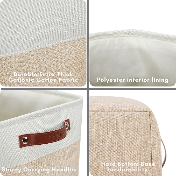 DECOMOMO Extra Large Storage Baskets, 54.5L Fabric Storage Bins for Organizing Linen Closet, Nursery (Beige & White, XXXL - 3 pack)