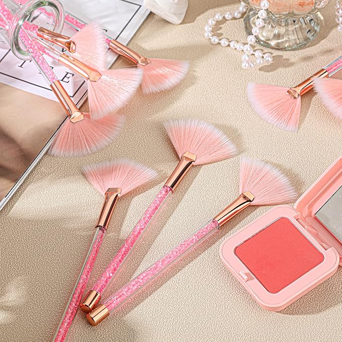 9 Pieces Facial Fan Mask Brushes, Soft Facial Applicator Brushes Tools for Peel Glycolic Makeup for Mud Cream(Pink)