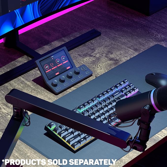 BEACN Mic Stand - Studio-Quality Low Profile Adjustable Microphone Arm with 360° Rotation, Cable Management, Easy Clamp, Universal Fit For Streaming, Podcasting, Gaming (Dark)