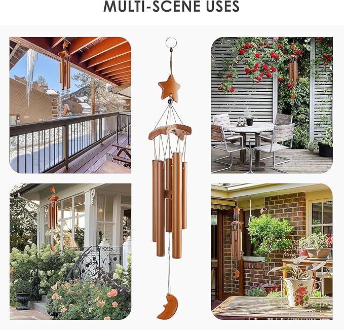 Bamboo Wind Chimes Outdoor,Wooden Wind Chimes for Outside with Amazing Deep Tone, Garden Windchime for Relaxation, Grace.Home Décor for Patio, Garden or Indoor