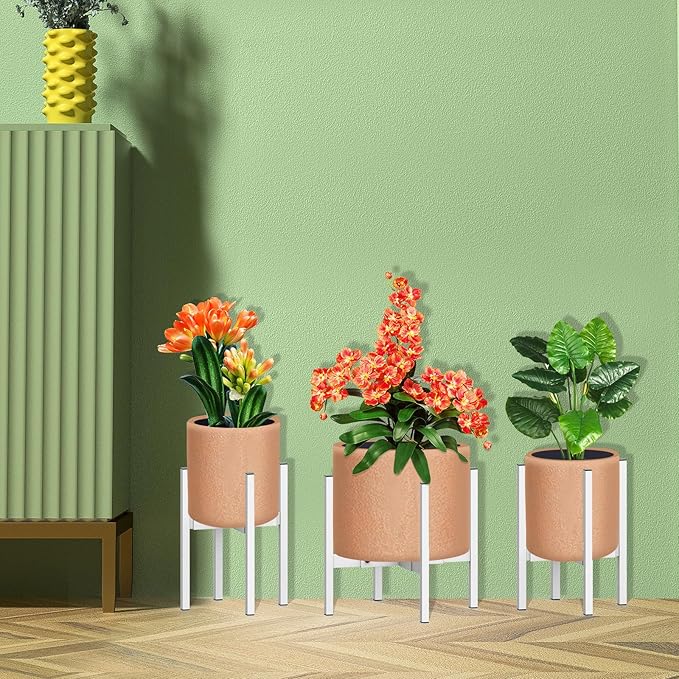 Heavy Plant Stand for 10"-16" Plant Pot Indoor Outdoor Corner, Adjustable Metal Heavy Duty for Large Pot (White 1 Pack)