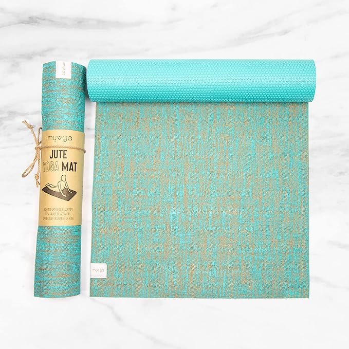 Myga Jute Yoga Mat, High Performance Vegan Floor Exercise Mat, Eco Friendly Biodegradable Yoga Mat with PVC Backing,72" x 24", 0.2" Thickness