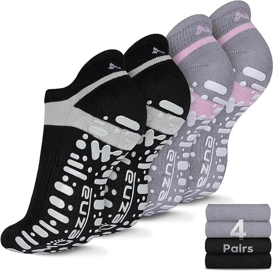 Muezna Non Slip Yoga Socks for Women, Anti-Skid Pilates, Barre, Hospital Socks with Grips, Size 5-10