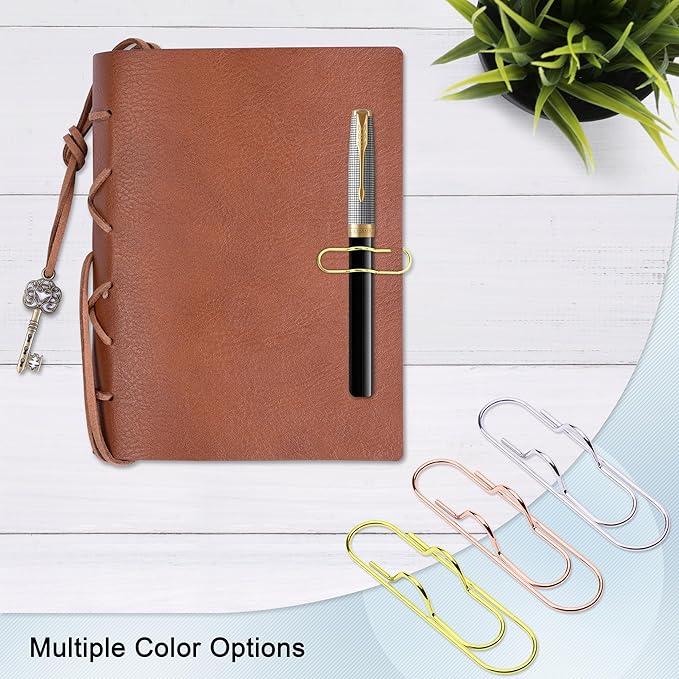 Wisdompro Pen Clip, 12 Pack Stainless Steel Pencil Clip Holder for Notebook, Books, Journal, Clipboard, Paper, etc. - 2.6 x 0.7 inch (Gold)