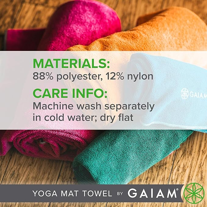 Gaiam Yoga Mat Towel Microfiber Mat-Sized Yoga Towel for Hot Yoga