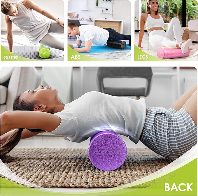 Yes4All High-Density EPP Round Back Roller Foam, Exercise Foam Roller for Yoga, Pilates & Stretching - 12, 18, 24, 36 inch