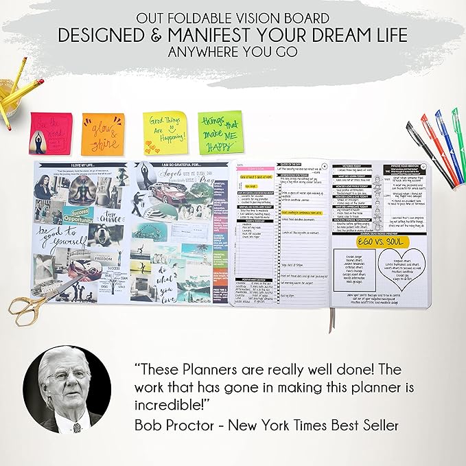 Adhd Daily Planner - A Self Care Personal Gratitude Journal to Increase Productivity and Success in Life & Work, Weekly & Monthly Undated Planner for Women and Men, Vision Board & Organizer + Stickers