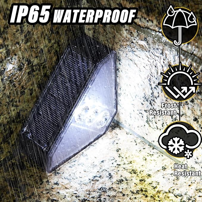 ROSHWEY Solar Step Lights for Outside, 10 Pack Solar Stair Lights Outdoor Waterproof, Triangle Deck Step Lights Solar Powered, Outdoor Decor Lighting for Front Porch, Backyard, Patio, Cool White