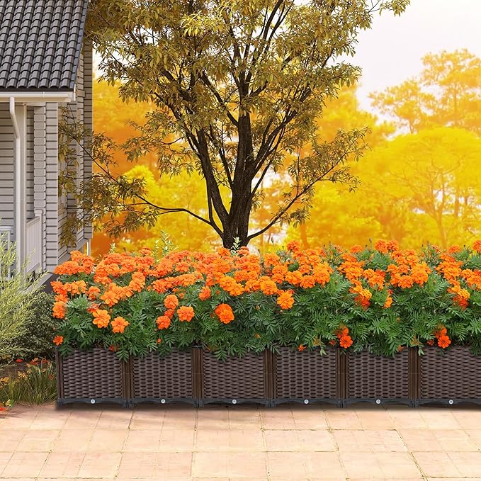 TooCust Large Rectangular Garden Planter - Self Watering Raised Bed 95" L x 16" W x 15" H for Outdoor Plants, Deep Elevated Planter Box for Vegetables, Flowers, Herbs