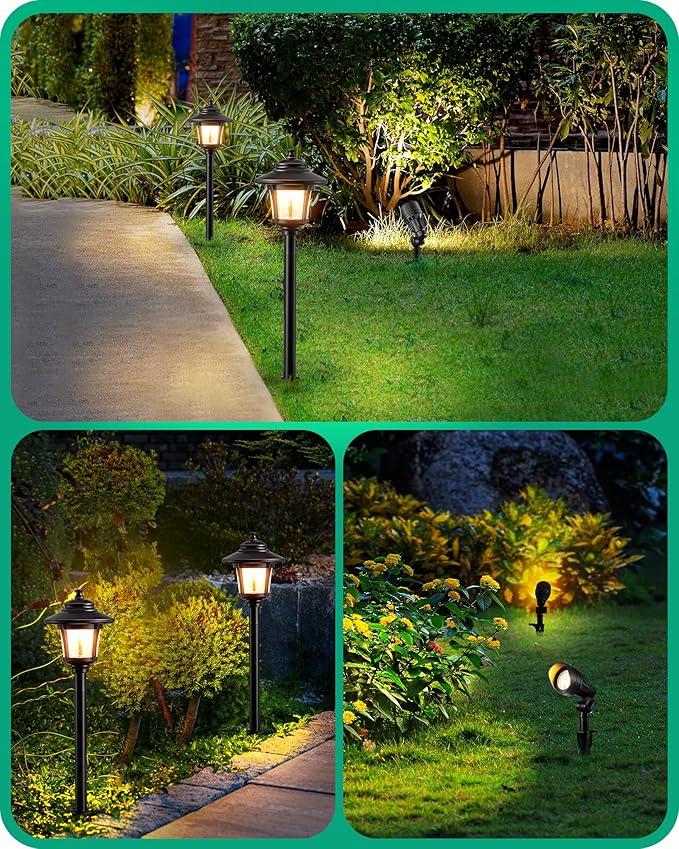 EDISHINE Low Voltage Landscape Lights Kit, 3W 120LM LED Pathway Lights & 3.2W 240LM Spotlights, Seed Glass, 12V Outdoor Landscape Lighting with Connectors, Aluminum Landscape Light for Garden Yard