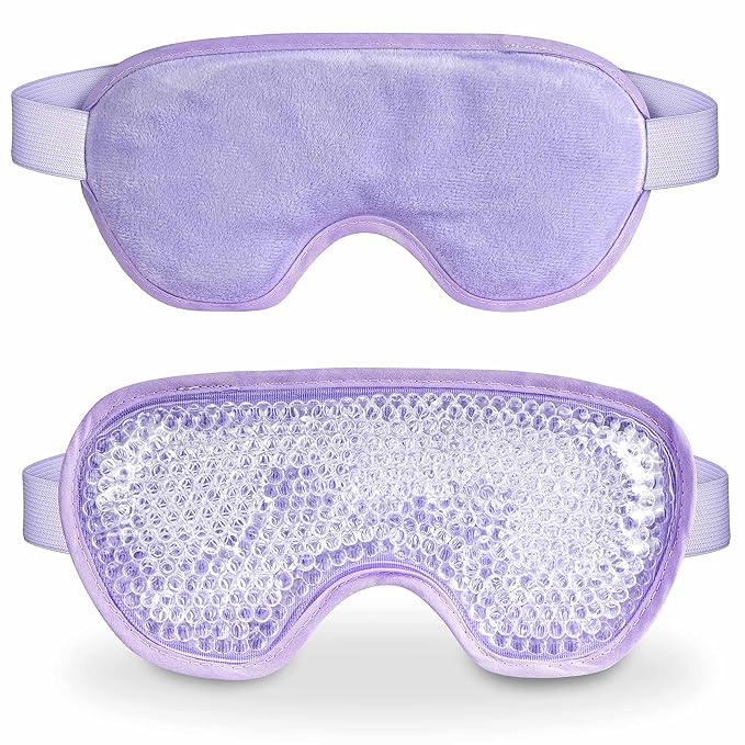 Cooling Eye Mask with Gel Bead, Reusable Cold Compress Ice Pack Sleeping Eye Cooling Pads for After Eyelid Surgery, Puffiness, Puffy Eyes, Headache, Migraine Relief （Purple）
