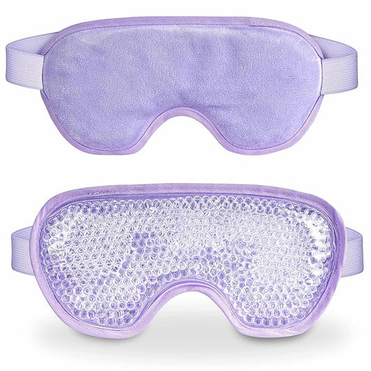 Cooling Eye Mask with Gel Bead, Reusable Cold Compress Ice Pack Sleeping Eye Cooling Pads for After Eyelid Surgery, Puffiness, Puffy Eyes, Headache, Migraine Relief （Purple）