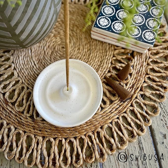 SHIBUSA Incense Holder - 4 INCH | Modern Minimalist Circular Incense Stick Burner for Cones or Sticks | Australian Designer | Ceramic Ash Catcher | Incense Not Included