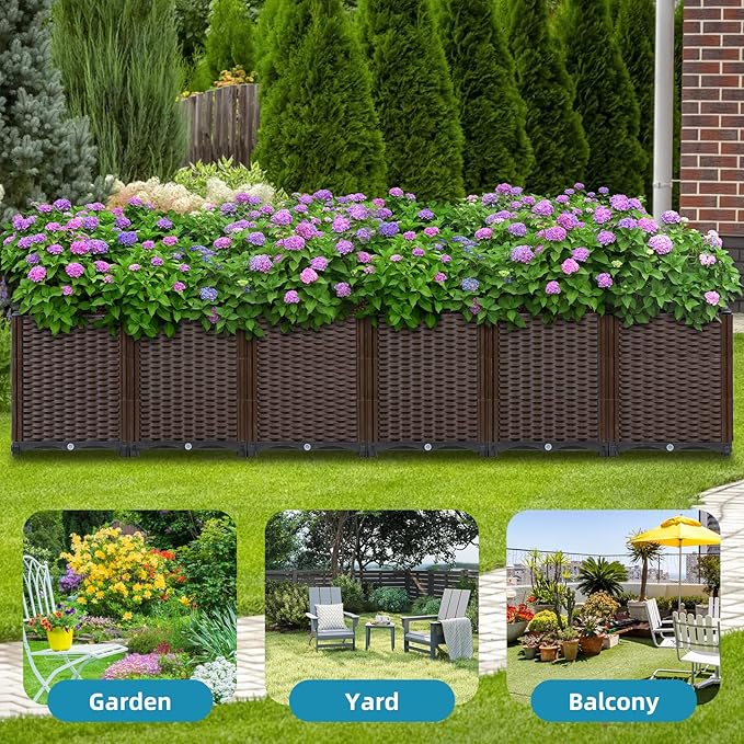 TooCust Extra Deep Rectangular Garden Planter Box - Self Watering Raised Bed 95" L x 16" W x 21" H for Outdoor Plants, Large Elevated Planters for Vegetables, Flowers, Herbs