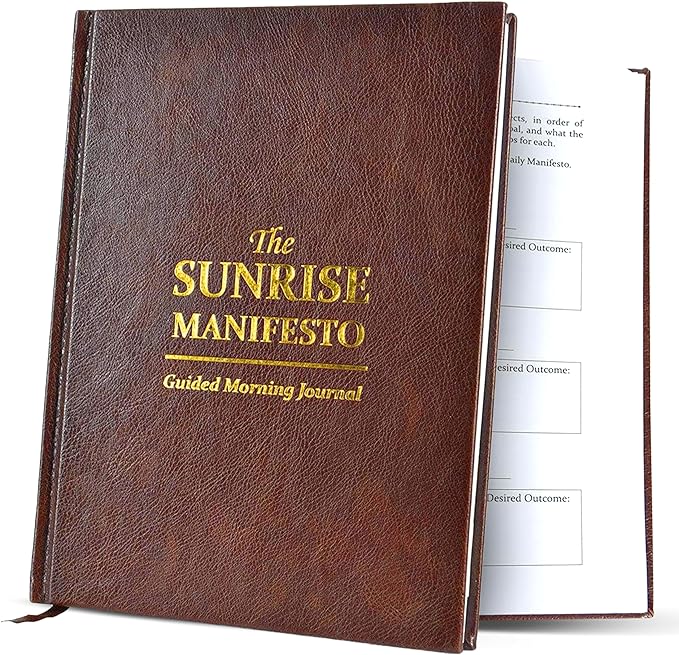 SaltWrap Sunrise Manifesto: Daily Morning Guided Journal for Gratitude, Mindfulness, Wellness, Self Care for Women & Men – 5 Minute Reflection Journal