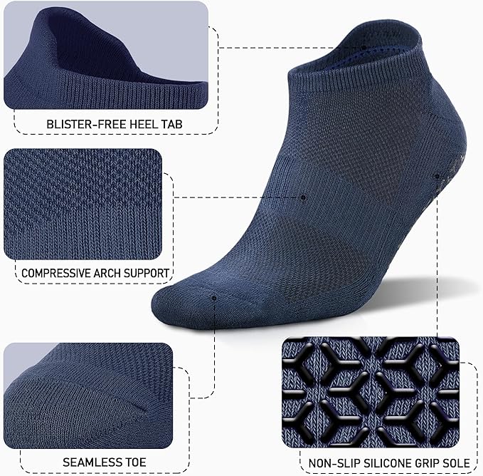 NEWZILL 3 Pairs Non Slip Yoga Socks With Grips for Women & Men, Unisex Anti Skid Socks for Pilates Barre Workouts Hospital