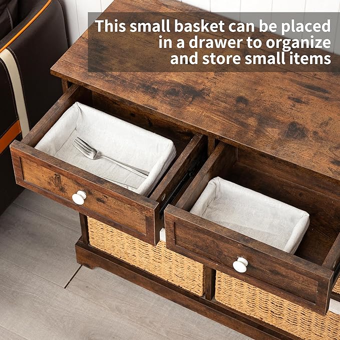 Small Wicker Baskets,Decorative Basket for Countertops tables Shelves Desk,Small Basket for Storing keys Remote Controls and Wallets in The Entryway. Set of 2, beige