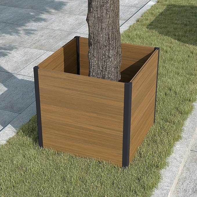 Raised Garden Bed - Expandable Design with Composite Panels & Aluminum Frame - Perfect for Flowers, Vegetables, Herbs - Outdoor Planter Box for Patio, Balcony, Backyard (Brown)