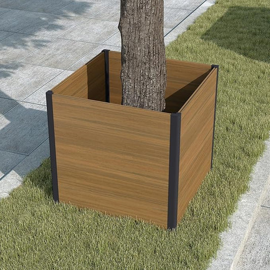 Raised Garden Bed - Expandable Design with Composite Panels & Aluminum Frame - Perfect for Flowers, Vegetables, Herbs - Outdoor Planter Box for Patio, Balcony, Backyard (Brown)