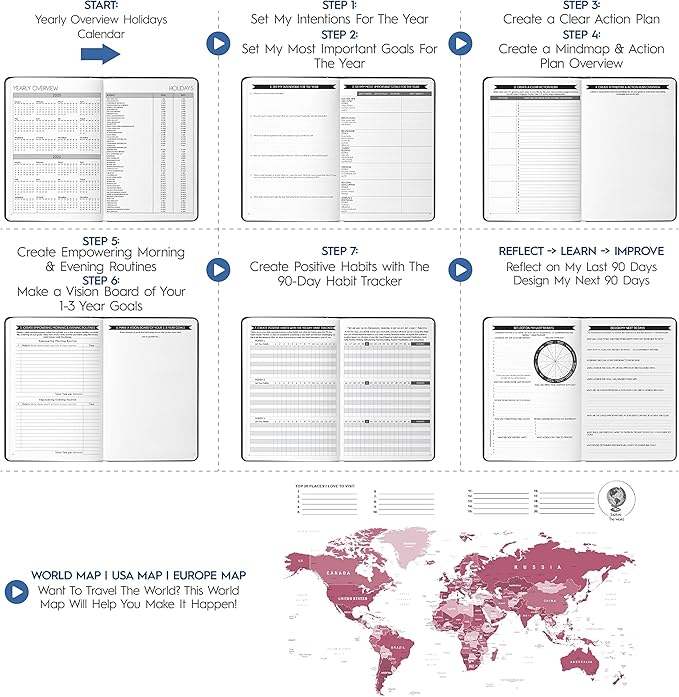 Life & Goal Planner – Undated Daily, Weekly & Monthly Organizer with Habit Tracker, Time Management Tools, and Productivity Journal for Personal Growth and Success