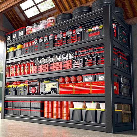 60.1" W Garage Shelving 3125LBS Metal Shelving Extra Wide Storage Shelves Adjustable 5 Tier Garage Shelves Industrial Metal Shelf for Basement Warehouse Shop 60.1" W x 24.1" D x 72" H