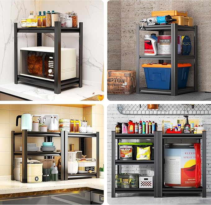 31.5-Inch 3-Tier Metal Bookshelf - Adjustable Industrial Bookcase for Living Room, Office & Bedroom,31.5" Hx27.6 Wx13.8 D