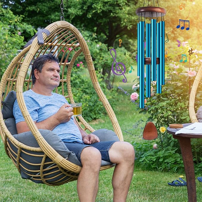 Large Aluminium Wind Chimes 37" Inches to Create a Zen Atmosphere Suitable for Outdoor, Garden, Patio Decoration, Classic Wind Chimes Suitable as A Gift for Unisex (Blue)