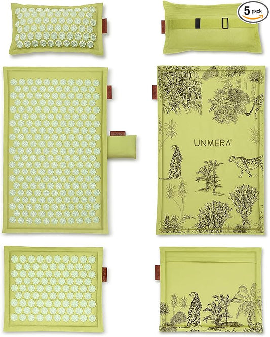 UNMERA Acupressure Mat and Pillow Set,Natural Premium Linen & Coconut Fiber Filling,for Back/Neck Pain Relief, Sciatic, Headache and Muscle Relaxation, Comes with Carrying Bag