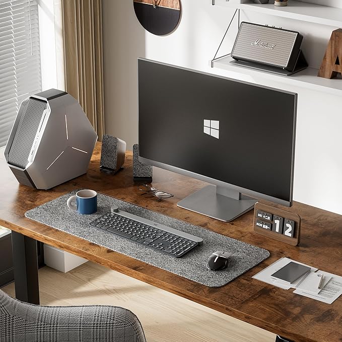 Furmax Electric Standing Desk, 59 x 24 Inches Height Adjustable Desk with Wheels, Home Office Computer Desk with Management Box (Brown)