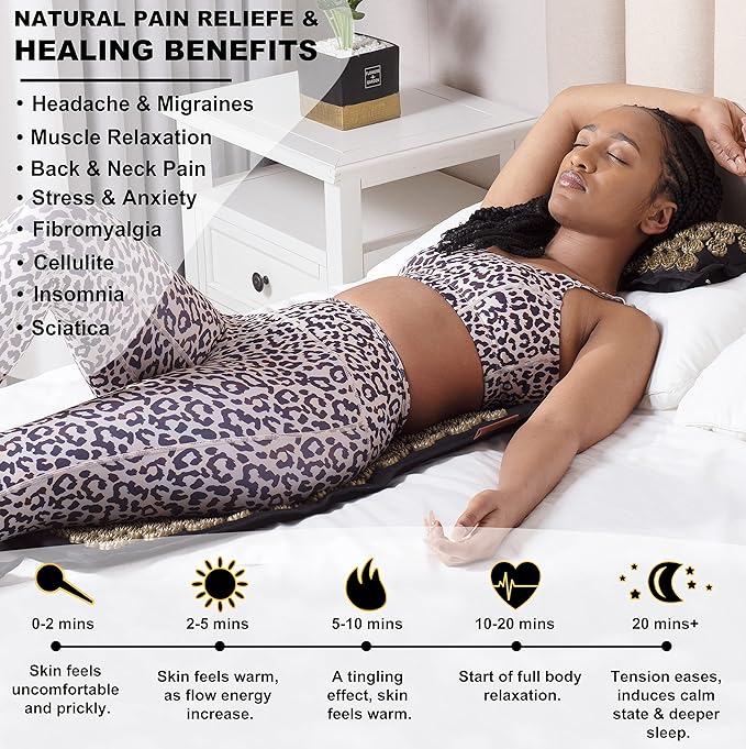 UNMERA Acupressure Mat and Pillow Set,Natural Premium Linen & Coconut Fiber Filling,for Back/Neck Pain Relief, Sciatic, Headache and Muscle Relaxation, Comes with Carrying Bag