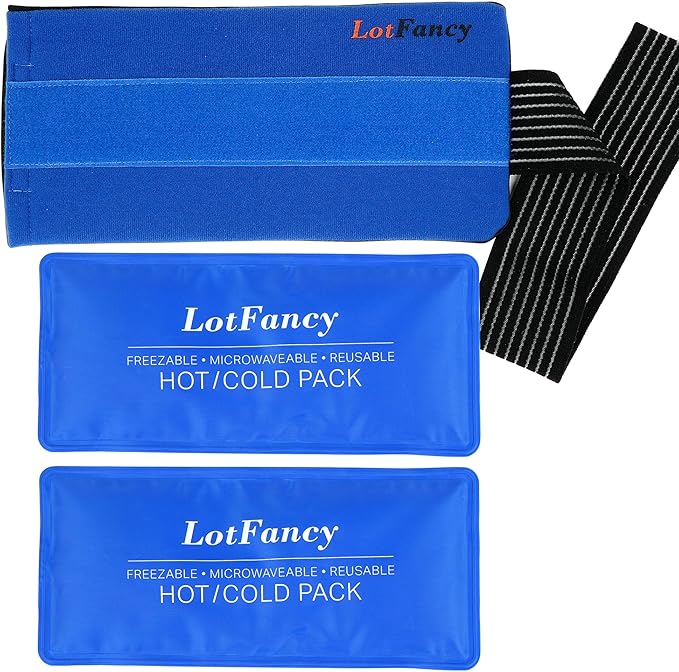 LotFancy Ice Packs for Injuries Reusable, 2 Gel Packs Wrap for Knee Head Neck Ankle Wrist Elbow Foot Legs Back Joint Pain Relief, Hot Cold Therapy for Surgery Recovery, First Aid, FSA HSA Eligible