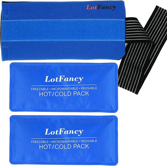 LotFancy Ice Packs for Injuries Reusable, 2 Gel Packs Wrap for Knee Head Neck Ankle Wrist Elbow Foot Legs Back Joint Pain Relief, Hot Cold Therapy for Surgery Recovery, First Aid, FSA HSA Eligible