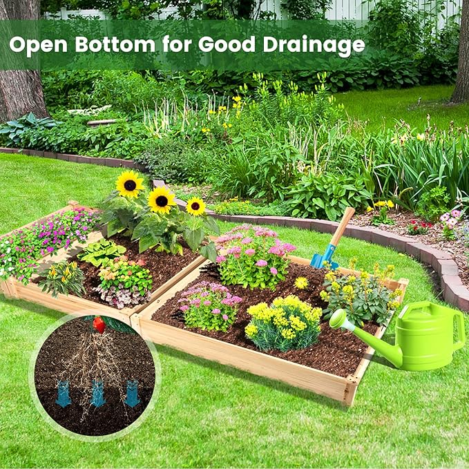 COSTWAY 3-Tier Raised Garden Bed, Wooden Elevated Planter Box for Vegetables Flowers Herbs Fruits, Outdoor Growing Planter Box Stand for Garden, Backyard, Patio, Balcony