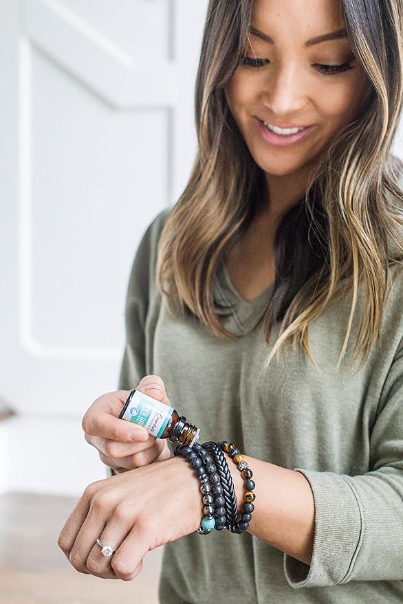 Wild Essentials Triple Band Namaste Lava Stone Essential Oil Diffuser Wrap Bracelet, Expands to any size, Aromatherapy Jewelry Gift Set and 100% Pure Oils (Lavender, Lemongrass, Orange, Peppermint)