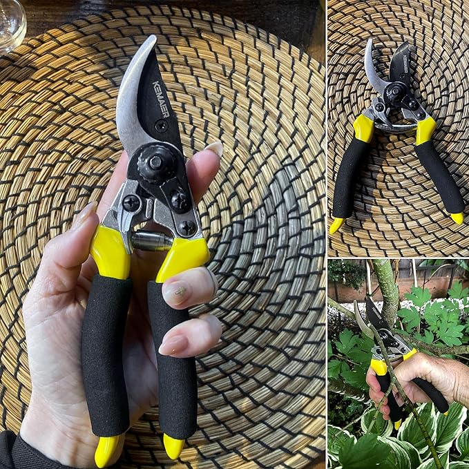 Pruning Shears for Gardening, Professional Garden Shears with Non-Slip Ergonomic Handles & Blade Cover, Sharp Garden Clippers for Trimming Branches, Shrubs, and Plants