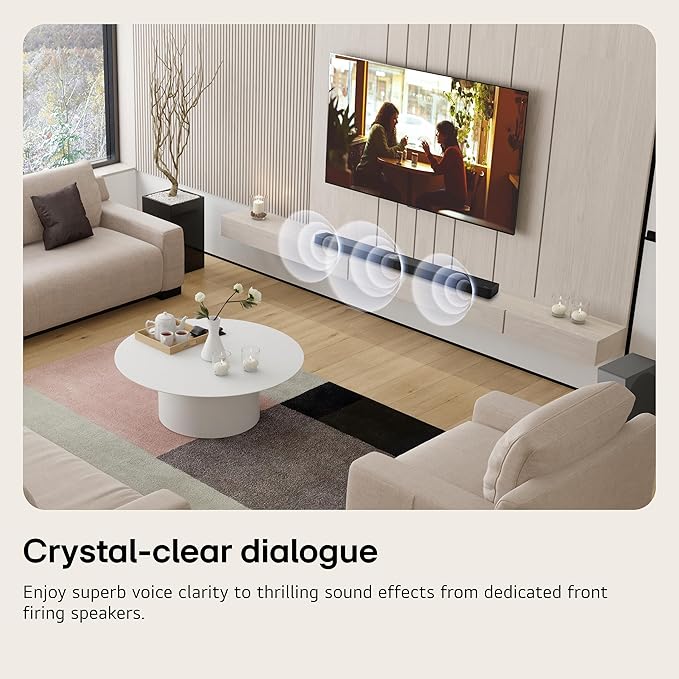 LG S60T 3.1 ch. Soundbar with Wireless Subwoofer, Dolby Audio, TV Synergy, Wow Interface, AI Sound Pro (2024 Model)