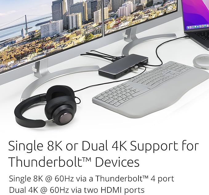 Kensington SD5768T EQ Thunderbolt 4 Docking Station, Dual 4K@60Hz via HDMI/TB4 Ports, 96W Charging, SD/Micro SD Card Slots, Ethernet, Audio, Supports Thunderbolt Share (K35381NA)