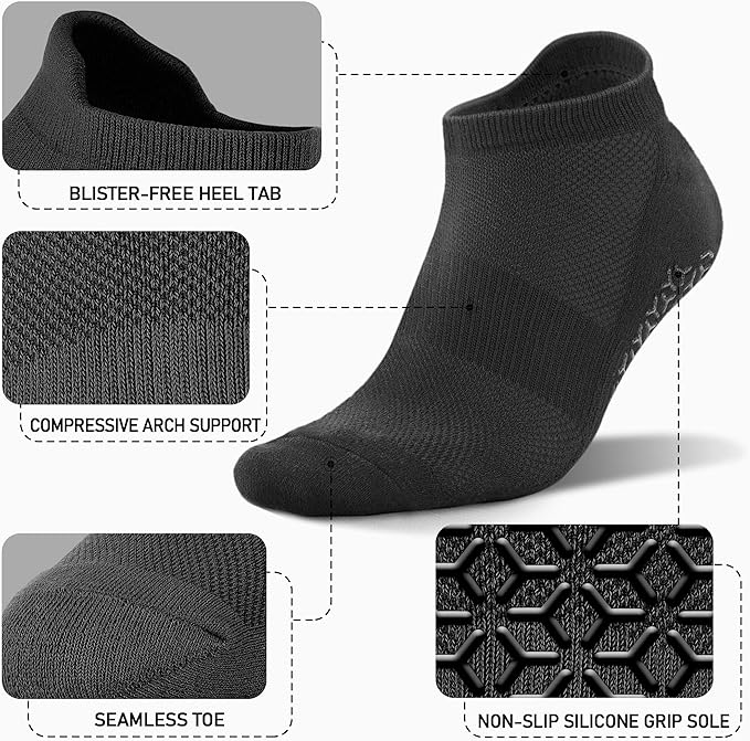 NEWZILL 3 Pairs Non Slip Yoga Socks With Grips for Women & Men, Unisex Anti Skid Socks for Pilates Barre Workouts Hospital