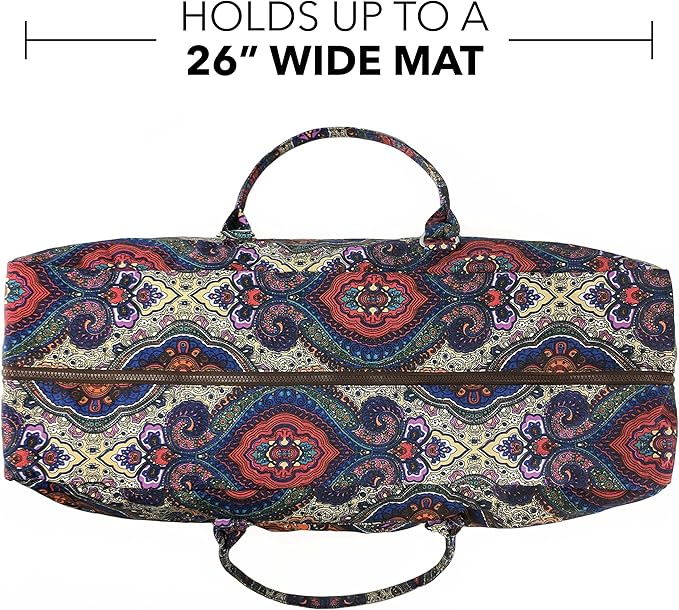 Kindfolk Yoga Mat XL Duffel Bag Extra Large Patterned Canvas with Pocket and Zipper