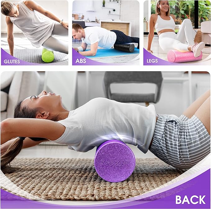 Yes4All High-Density EPP Round Back Roller Foam, Exercise Foam Roller for Yoga, Pilates & Stretching - 12, 18, 24, 36 inch
