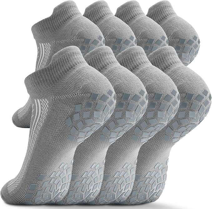 Pilates Grip Socks - Cushioned Slipper Non-Slip Grippy for Women Men Yoga - Barre Workout Hospital Sticky Socks
