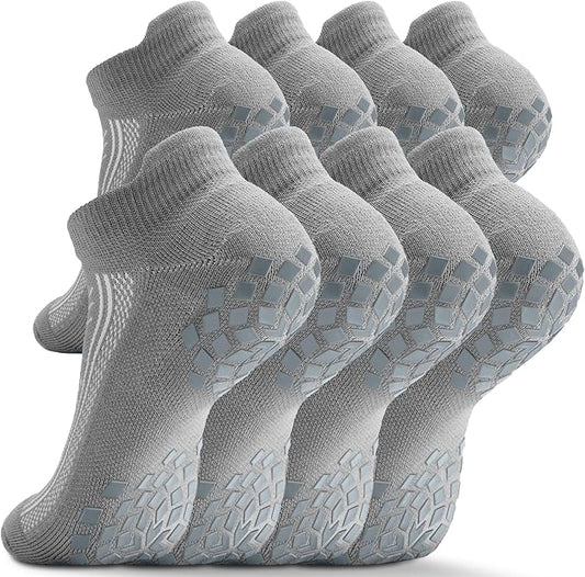 Pilates Grip Socks - Cushioned Slipper Non-Slip Grippy for Women Men Yoga - Barre Workout Hospital Sticky Socks