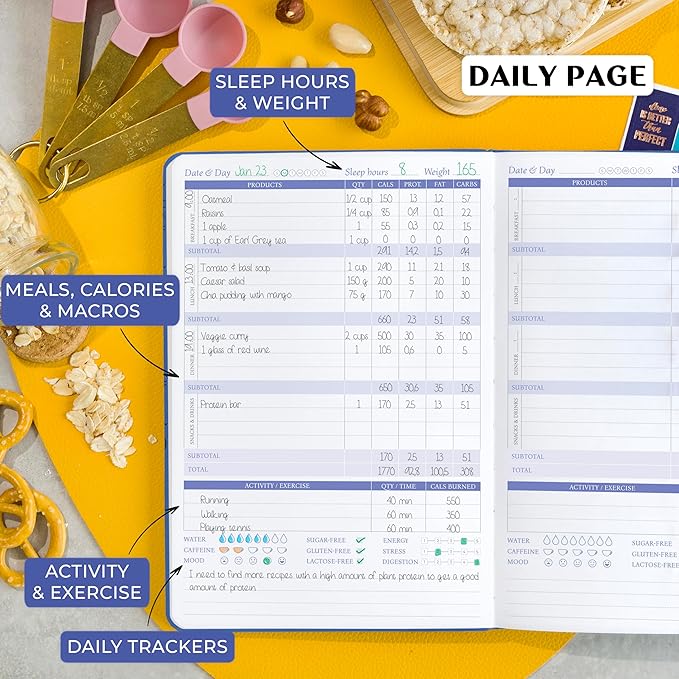 Legend Wellness Planner & Food Journal Pocket – Daily Diet & Health Journal with Weight Loss, Measurement & Exercise Trackers – Lifestyle & Nutrition Diary – Lasts 6 Months, 3.9x6.3″ –Mystic Blue