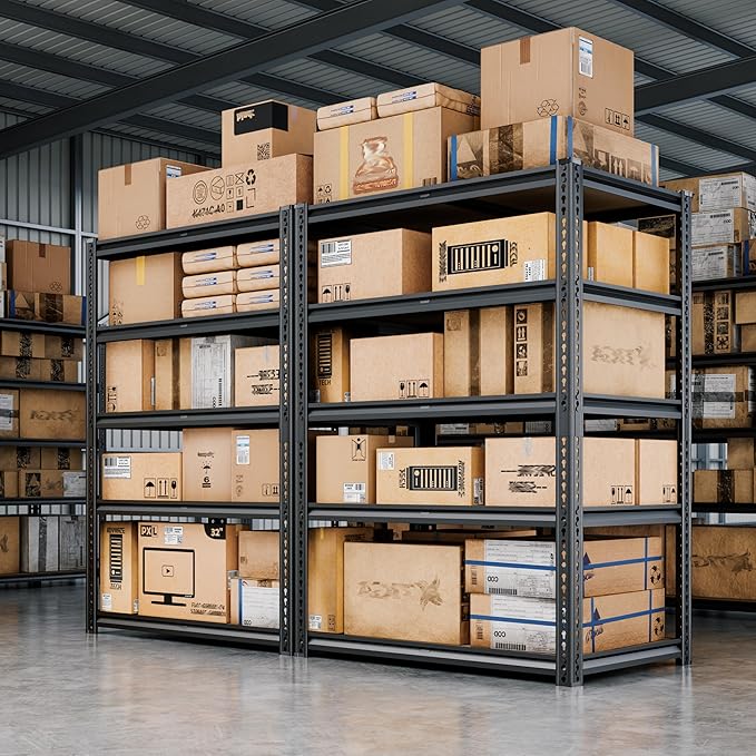 72" H Storage Shelves Heavy Duty, 2200LBS Garage Shelving, 5 Tier Metal Shelving Unit Adjustable Garage Shelves Utility Rack Shelf for Storage Warehouse Pantry Closet,40" W × 20" D × 72" H, Black