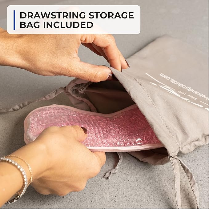 Thrive Gel Bead Eye Mask - Heat & Cold Therapy for Migraine Relief, Cold Compress for Facial Puffiness & Dark Circles, Reusable Sleep Mask for Eye Care, Azure