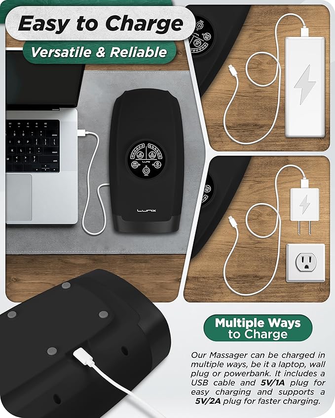 Lunix LX3 Cordless Hand Massager, Shiatsu Massage Machine with Heat and Compression 6 Levels Pressure Point Therapy for Arthritis, Pain Relief, Carpal Tunnel and Finger Numbness